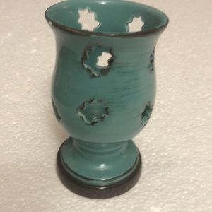 Tea light ceramic vase blue